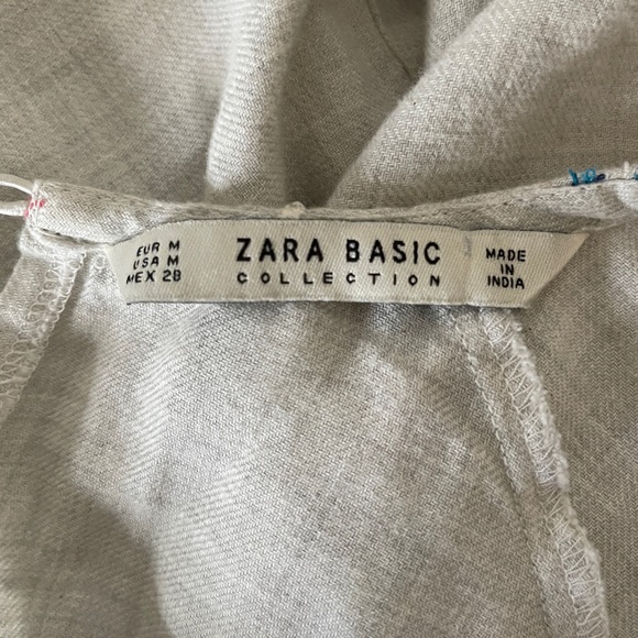 Zara Floral Embroidered Crewneck Puff Lantern Sleeve Blouse Top M - Picture 5 of 12